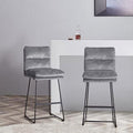 Mid-Century Modern Velvet Barstools Set of 2 H591148