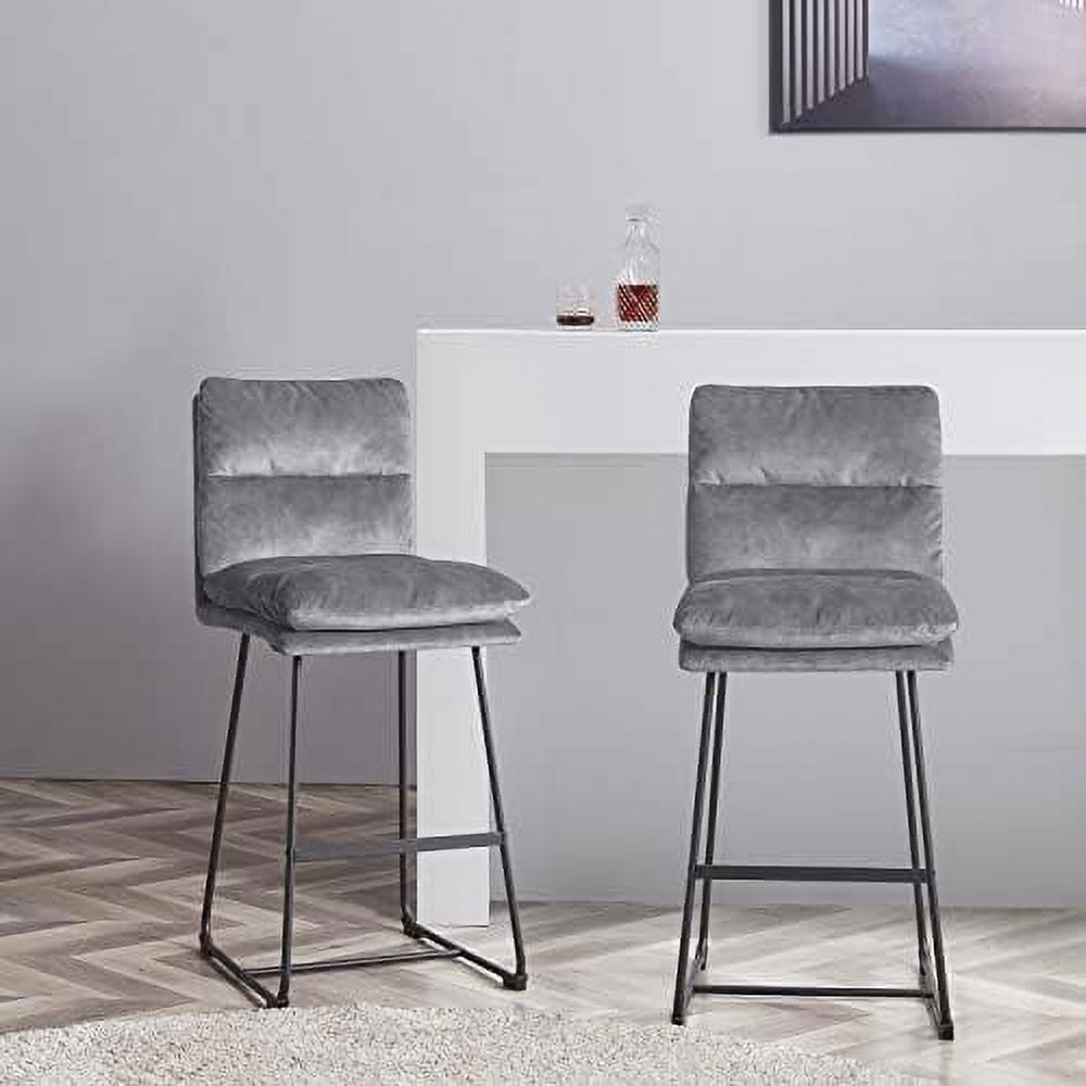 Mid-Century Modern Velvet Barstools Set of 2 H591148