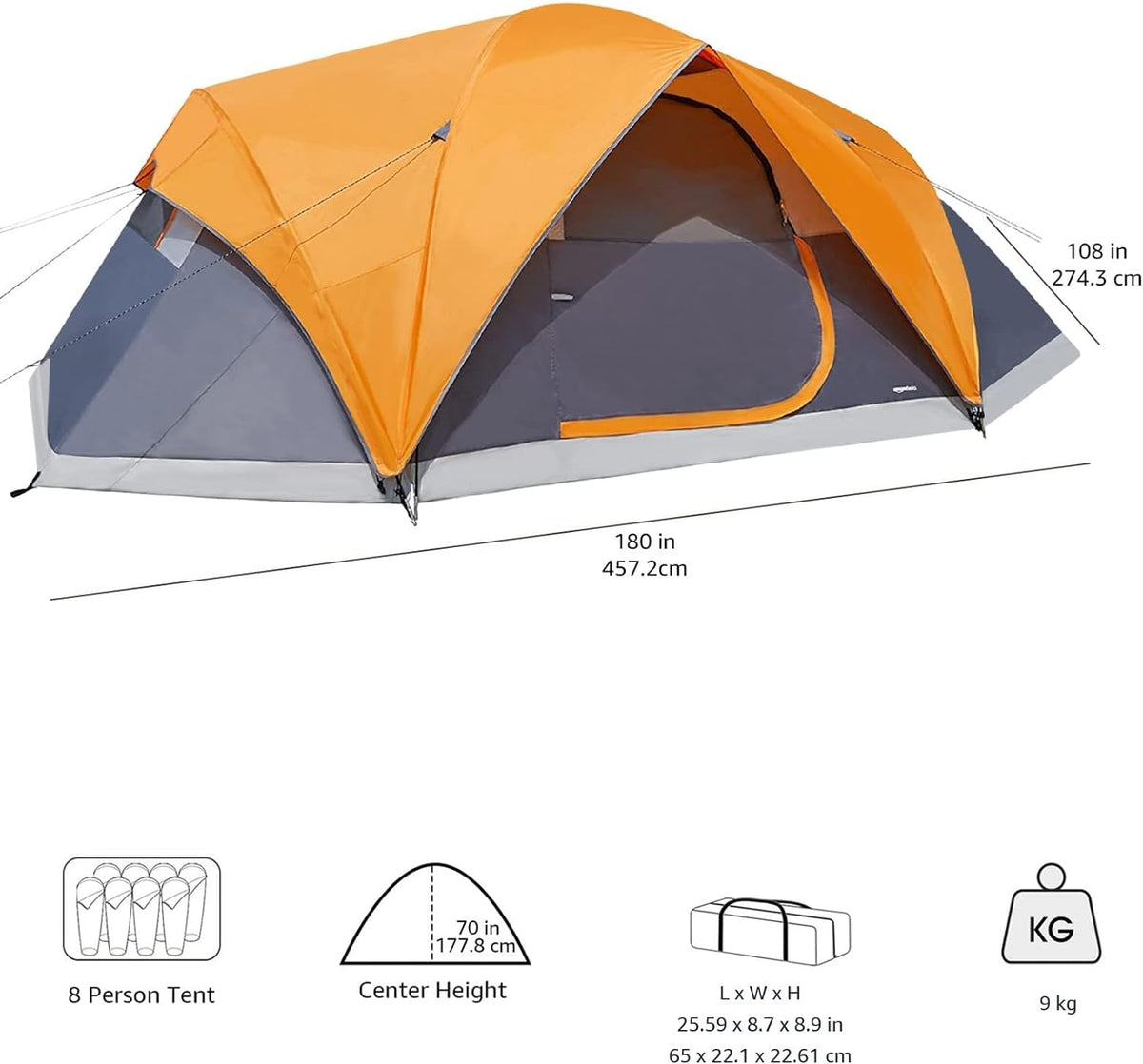 4/8 Person Dome Camping Tent with Rainfly and Carry Bag F8112