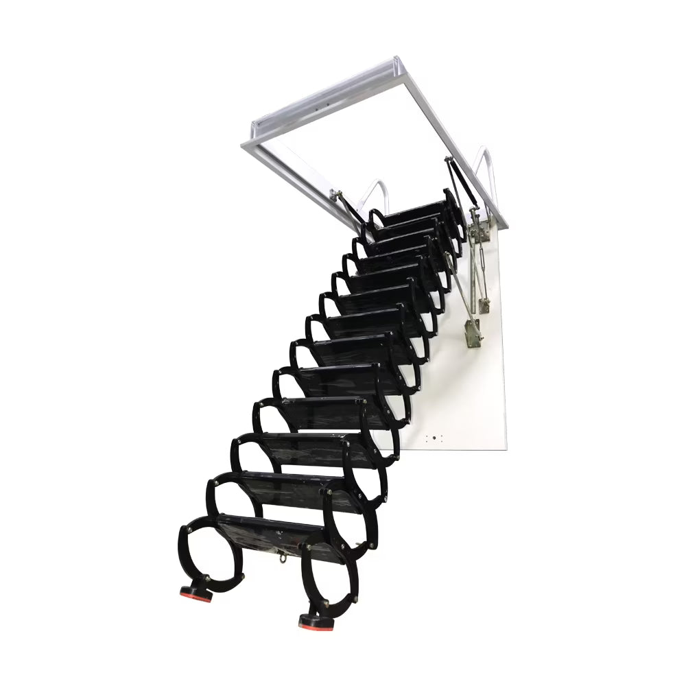 Black Titanium-Magnesium Alloy Attic Ceiling Ladder Stairs G7782