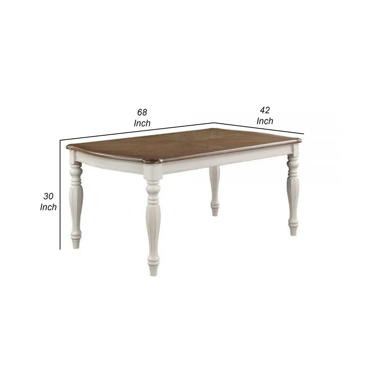 68 Inch Rustic Brown Rubberwood Dining Table L359