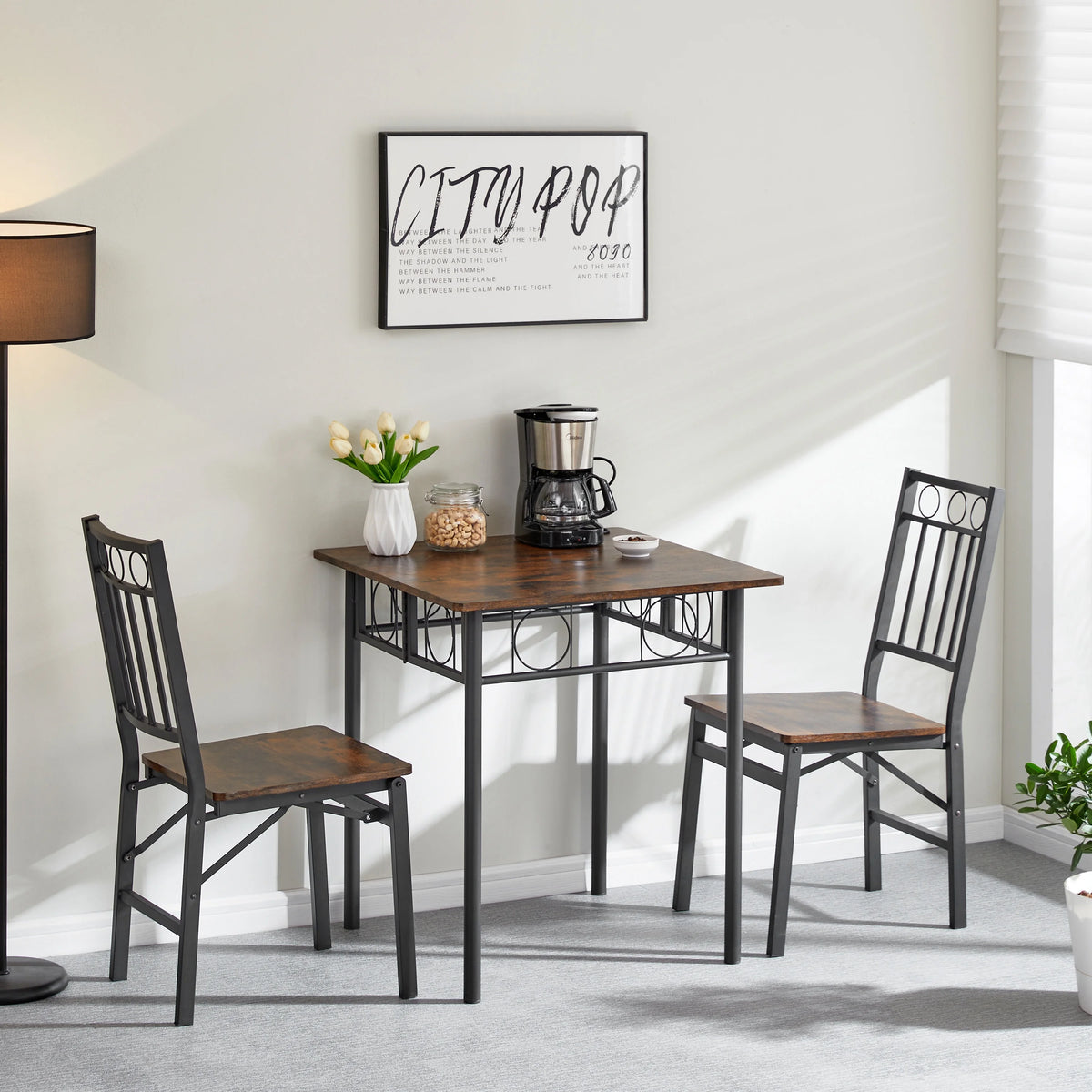 Square Iron Wood Dining Table V83647