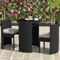 3 Pieces Aluminum Wicker Patio Bistro Set with Tempered Glass Table Black U323