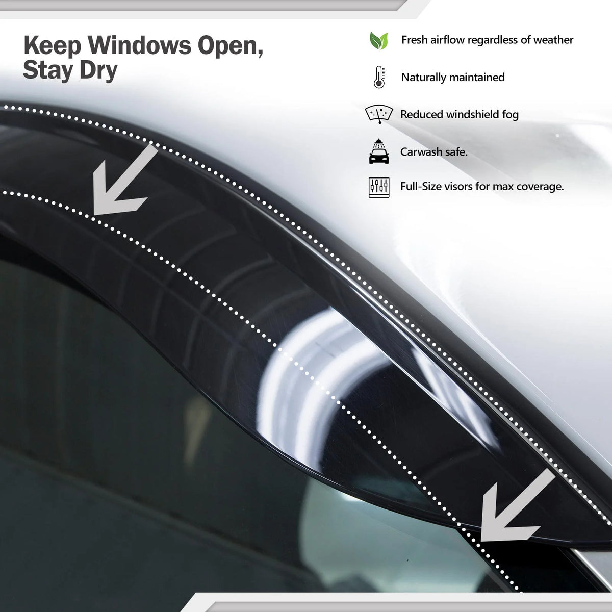Dark Smoke Acrylic Side Window Deflector Strip, Set of 4 G575