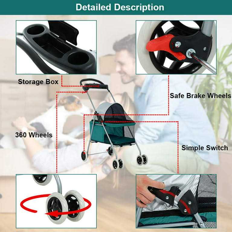 Teal Folding Pet Stroller N736134