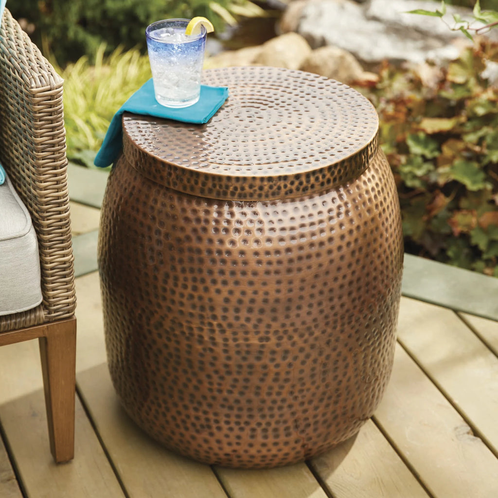 20 Hammered Finish Metal Garden Stool E290
