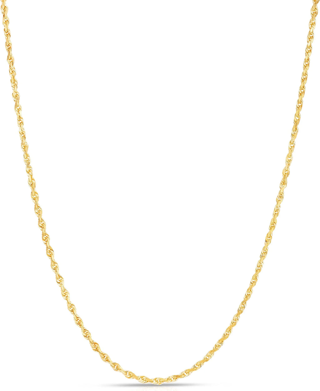 10k Yellow Gold Diamond Cut Rope Chain Necklace W219644