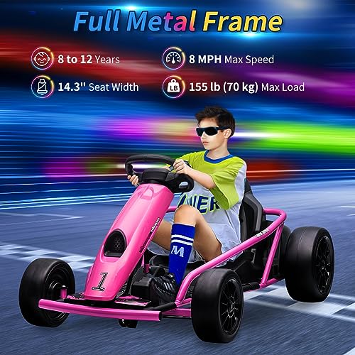 Electric Go Kart, 24V 2 x 300W 8MPH Drift Karts with Seat Belt F3605