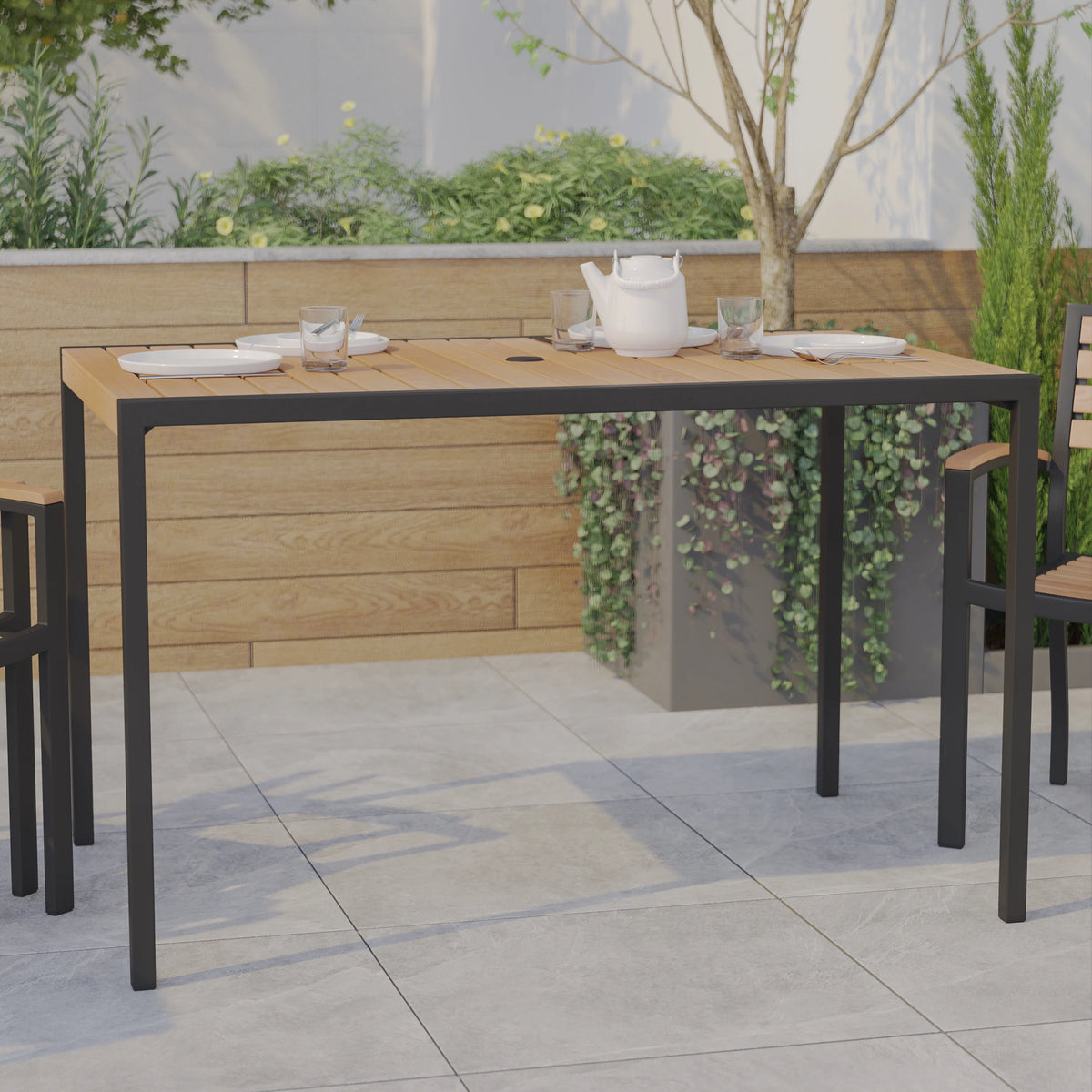 35" Square All-Weather Faux Teak Patio Dining Table F751