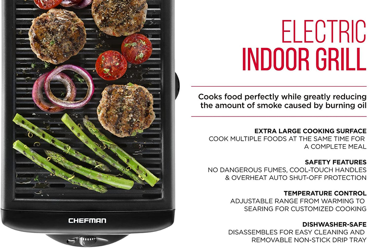Black Electric Smokeless Indoor Grill with Non-Stick Cooking Surface A81913