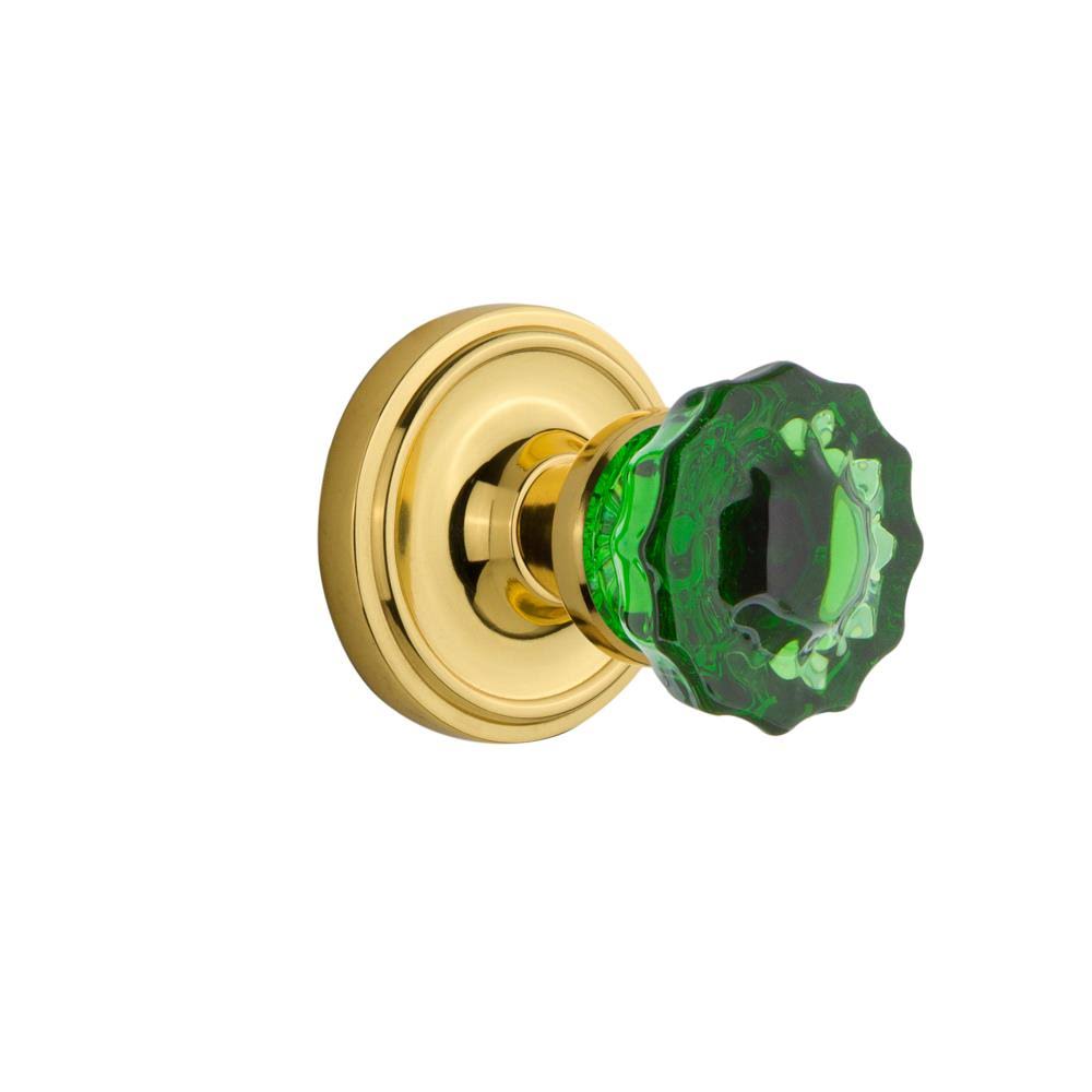 Polished Brass Crystal Glass Door Knob D5525