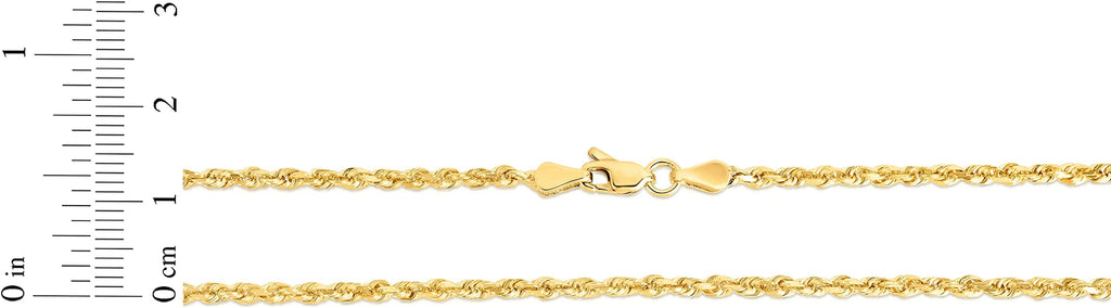 10k Yellow Gold Diamond Cut Rope Chain Necklace W219644