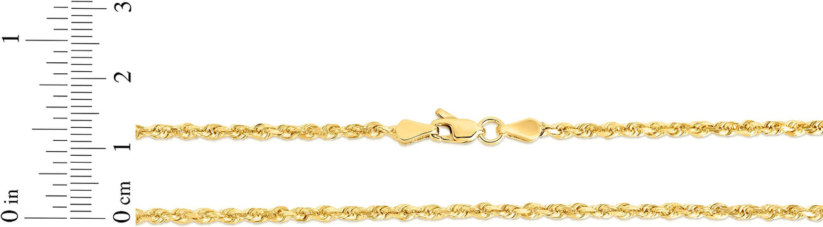 10k Yellow Gold Diamond Cut Rope Chain Necklace W219644
