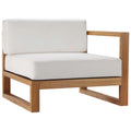 White Teak Wood Fabric Lounge Chair J883988