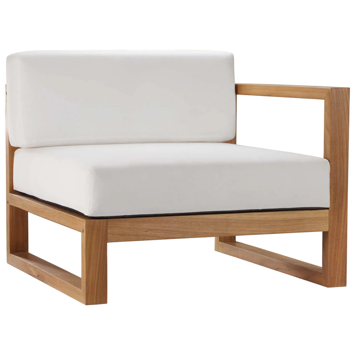 White Teak Wood Fabric Lounge Chair J883988