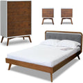 Queen Platform Bed 2 Nightstand 5 Drawer Dresser Set of 4 L609