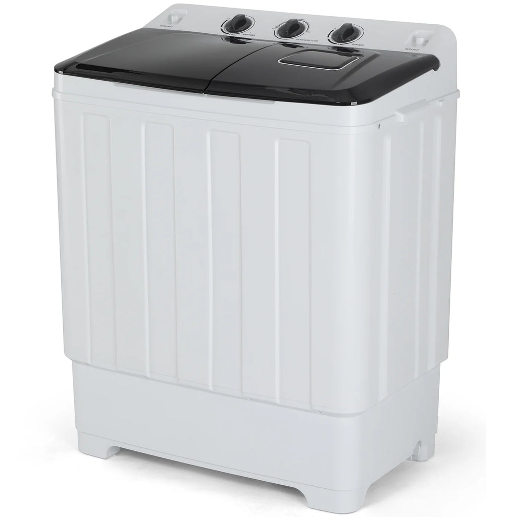 Portable 30LBS Twin Tub Mini Compact Laundry Washer Spinner Combo White Gray S15363