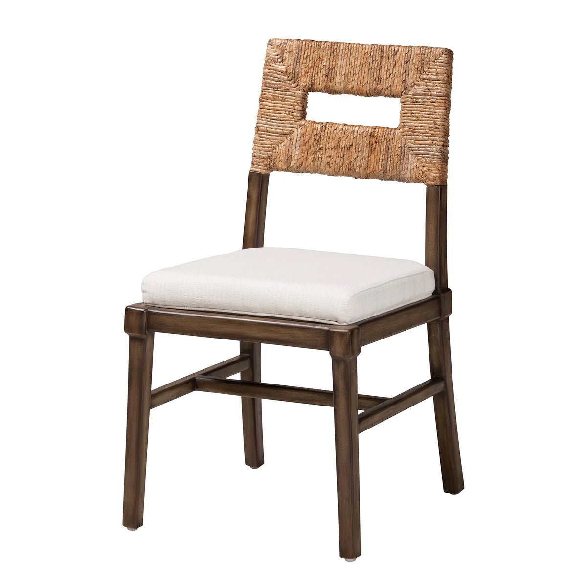 Dark Brown Mahogany Wood and Rattan Dining Chair L817372