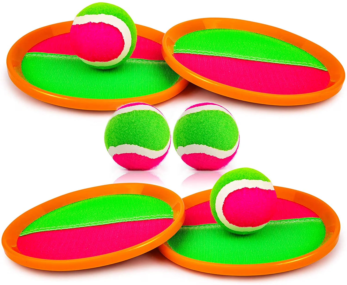 Toss and Catch Game Set with Paddles Balls and Storage Bag J943771