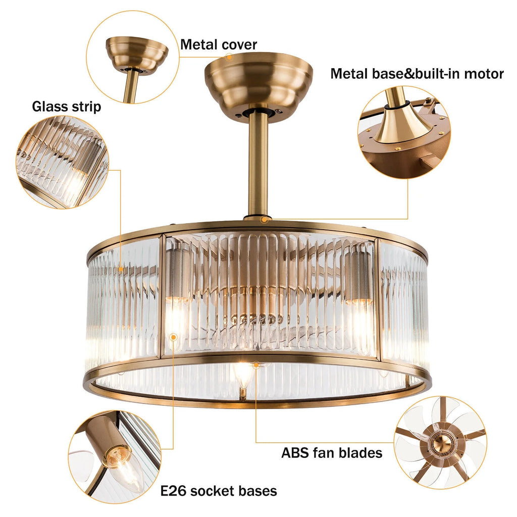 Caged Ceiling Fan Light with Remote A83331