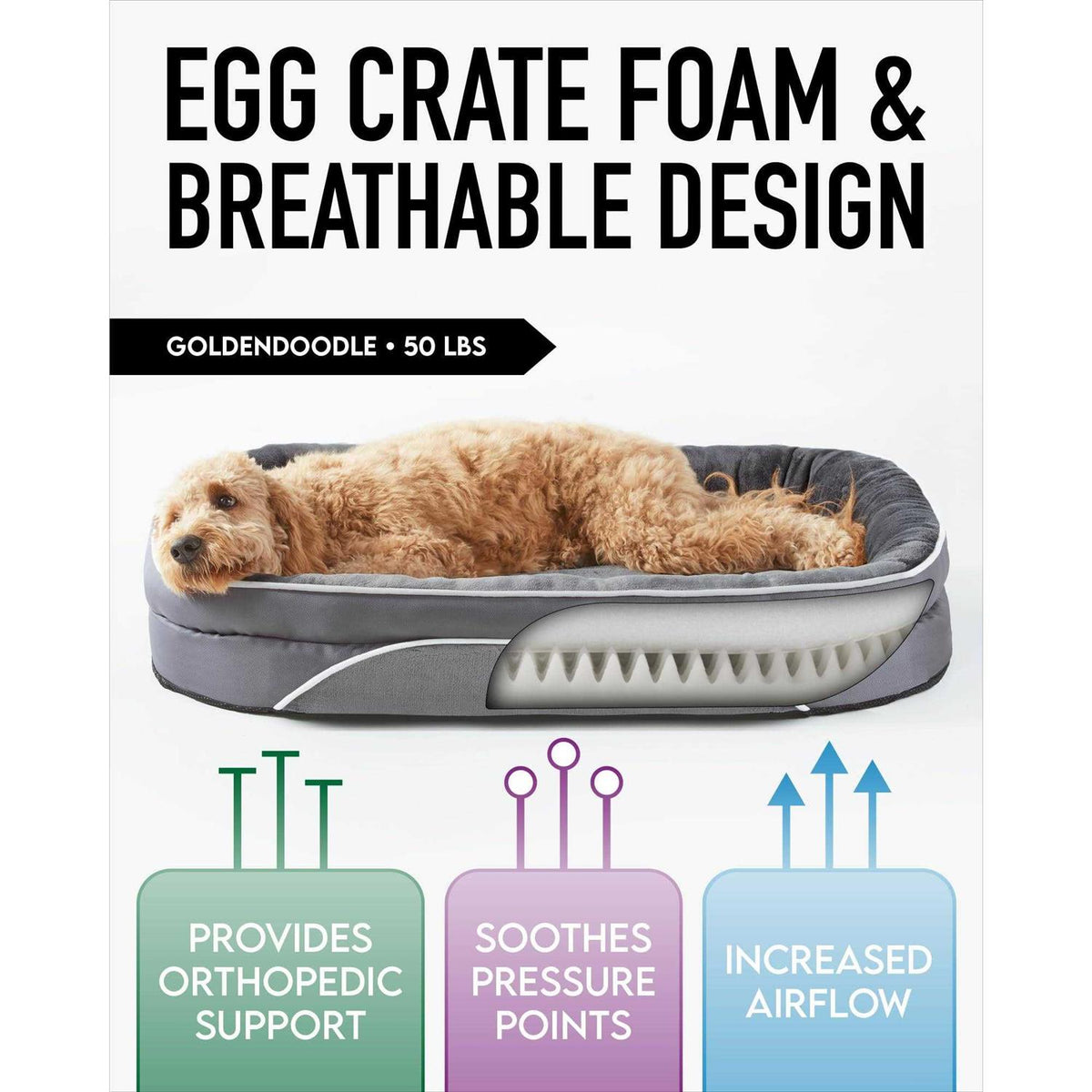 Oversized Orthopedic Dog Bed with Egg Foam R425