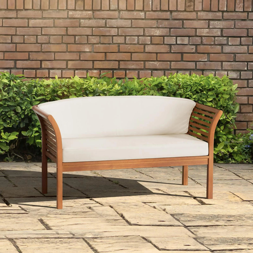 Eucalyptus Wood Outdoor Bench with Cushions N8220