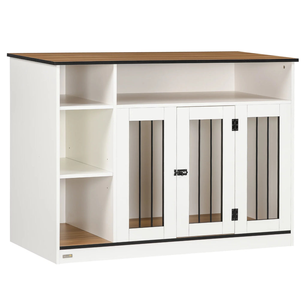 White Dog Crate Furniture with Storage Q649