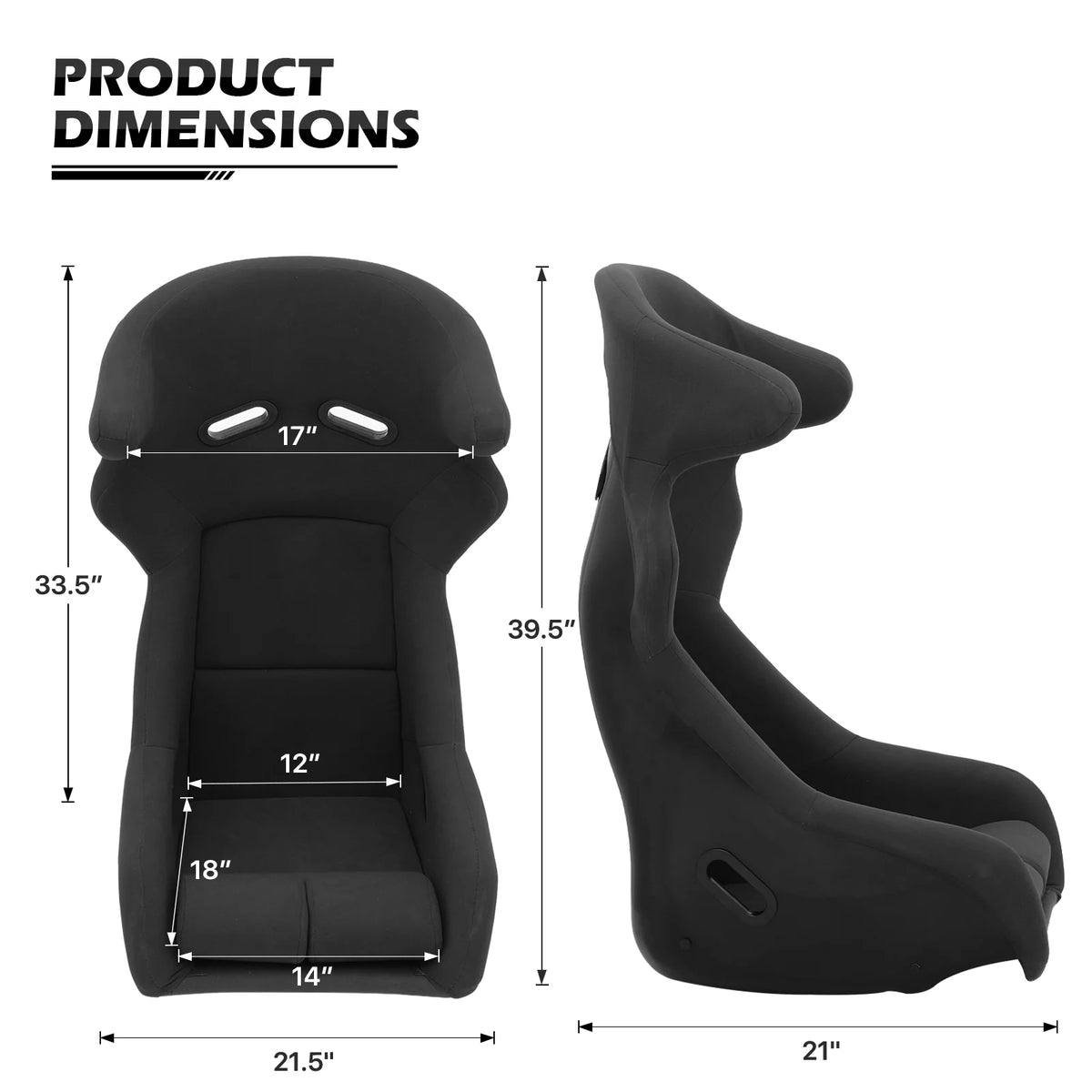 Black Racing Bucket Seat with Adjustable Slide P430086