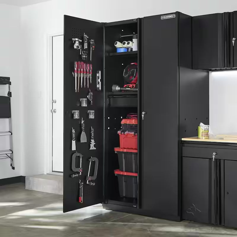 Extra Wide Heavy Duty 20-Gauge Steel Freestanding Garage Cabinet in Black D315