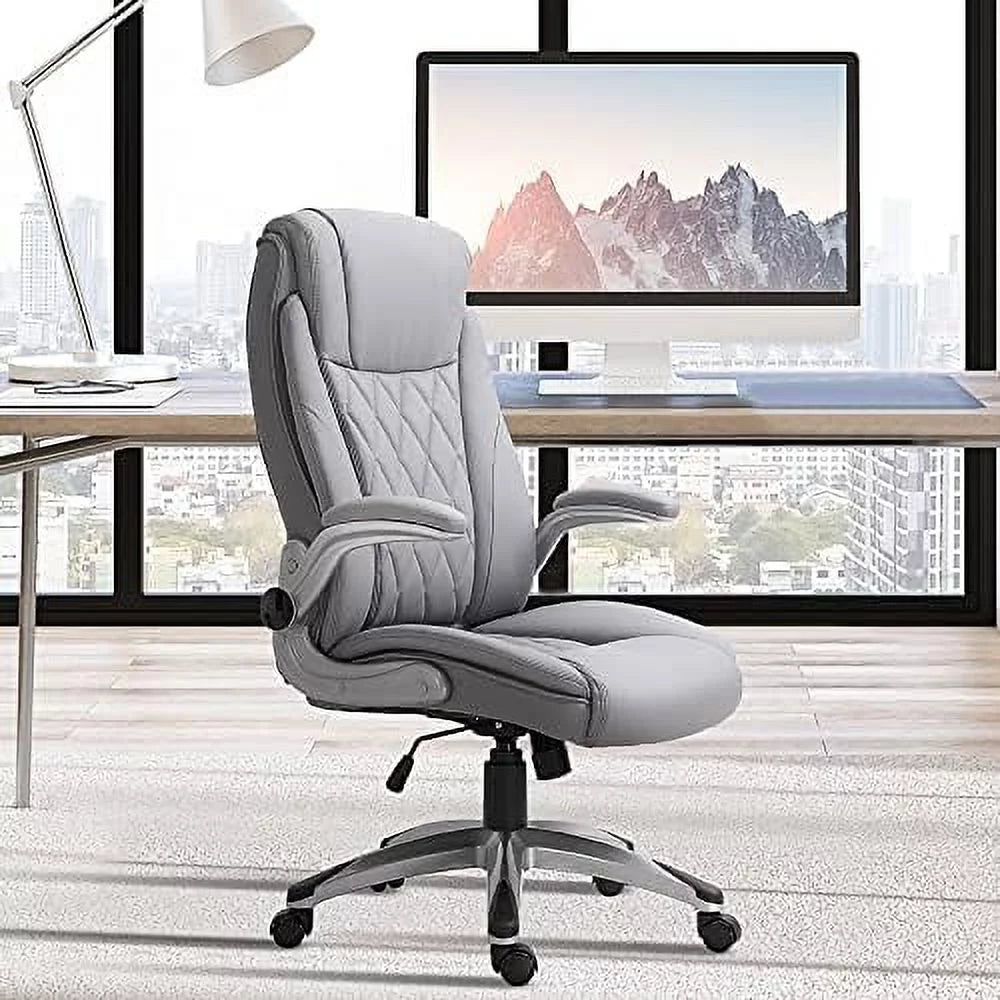 Grey Faux Leather Ergonomic Home Office Chair W271204