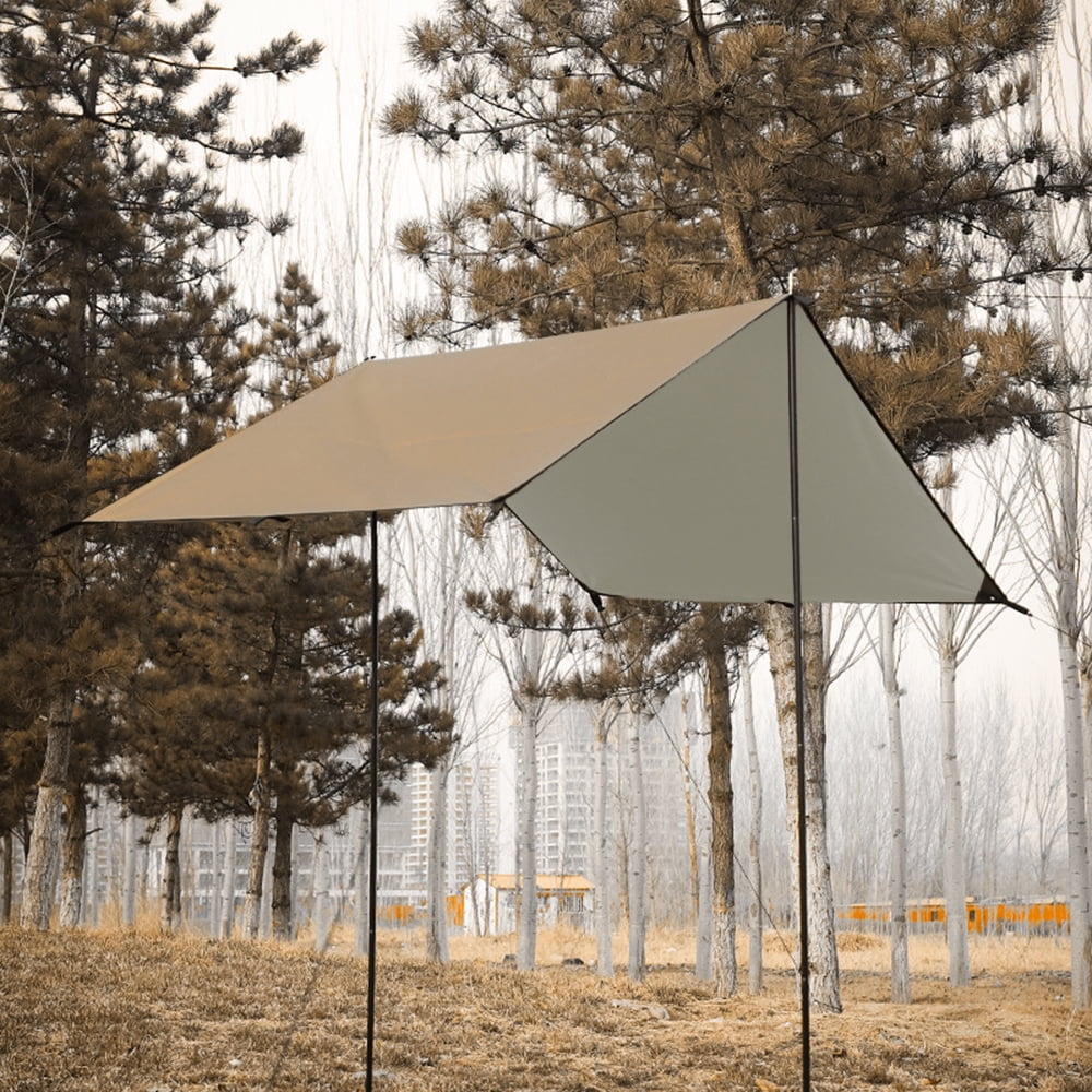 Camping Awning Tarp with Poles Waterproof Sun Shade F377