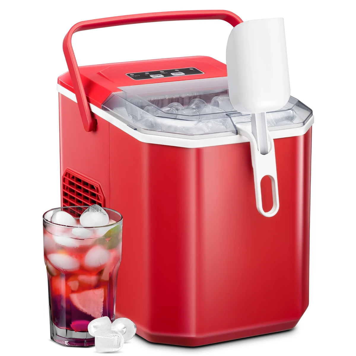 Countertop Portable Ice Maker Machine with Handle and Ice Scoop, Red H626132