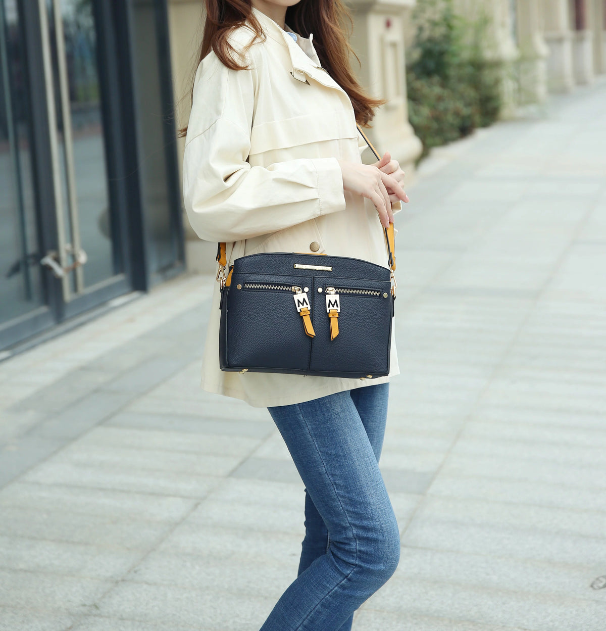 White Vegan Leather Crossbody Bag W3743