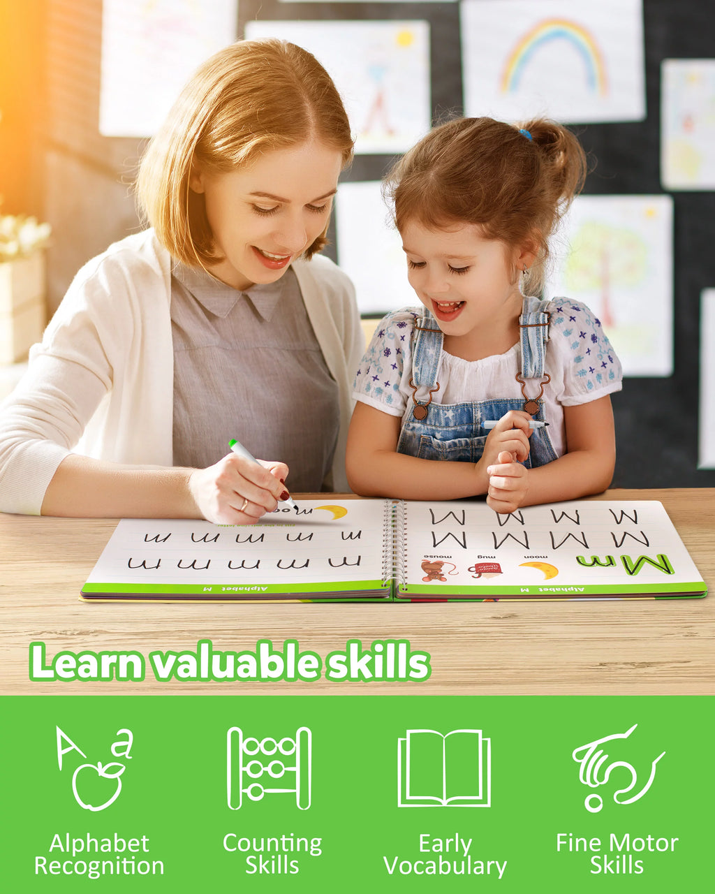 Learn to Write Workbook Numbers Letters Practicing Book ABC Alphabet Sight Words Handwriting Educational Toy U943