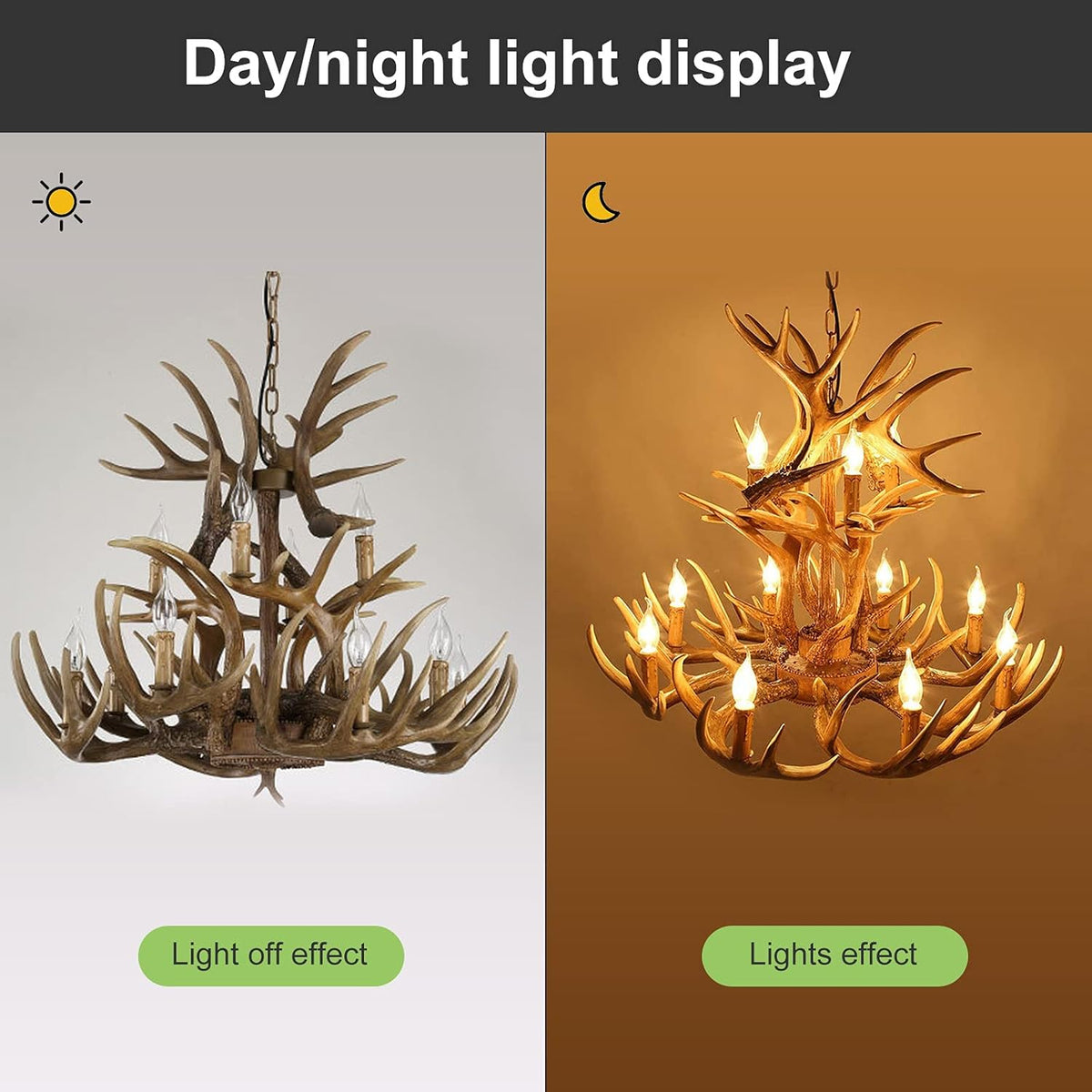 Vintage Resin Antler Chandelier 12 Lights I4784