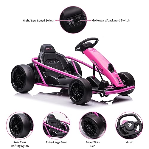 Electric Go Kart, 24V 2 x 300W 8MPH Drift Karts with Seat Belt F3605