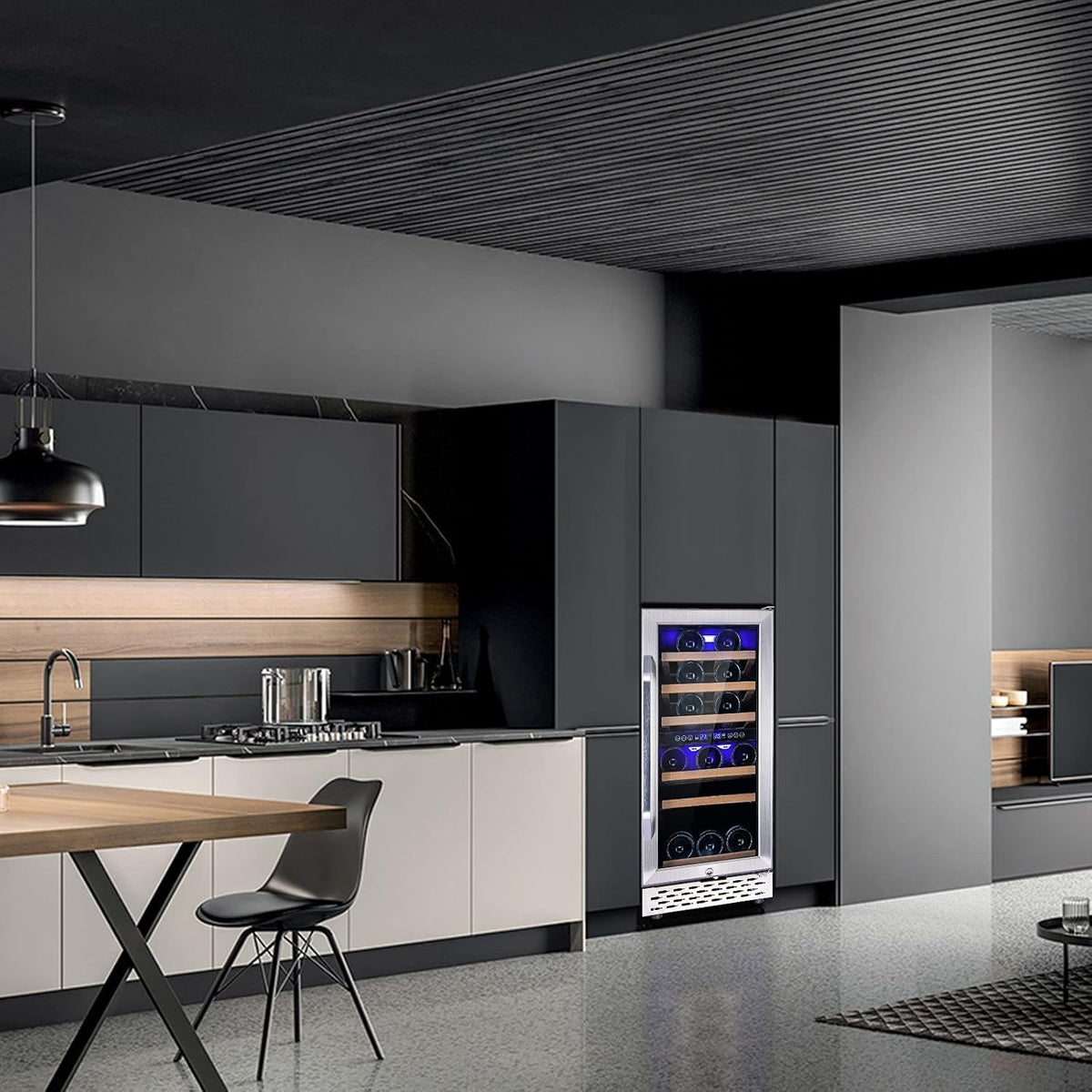 32 Bottle Dual Zone Wine Cooler Refrigerator with Glass Door U66623