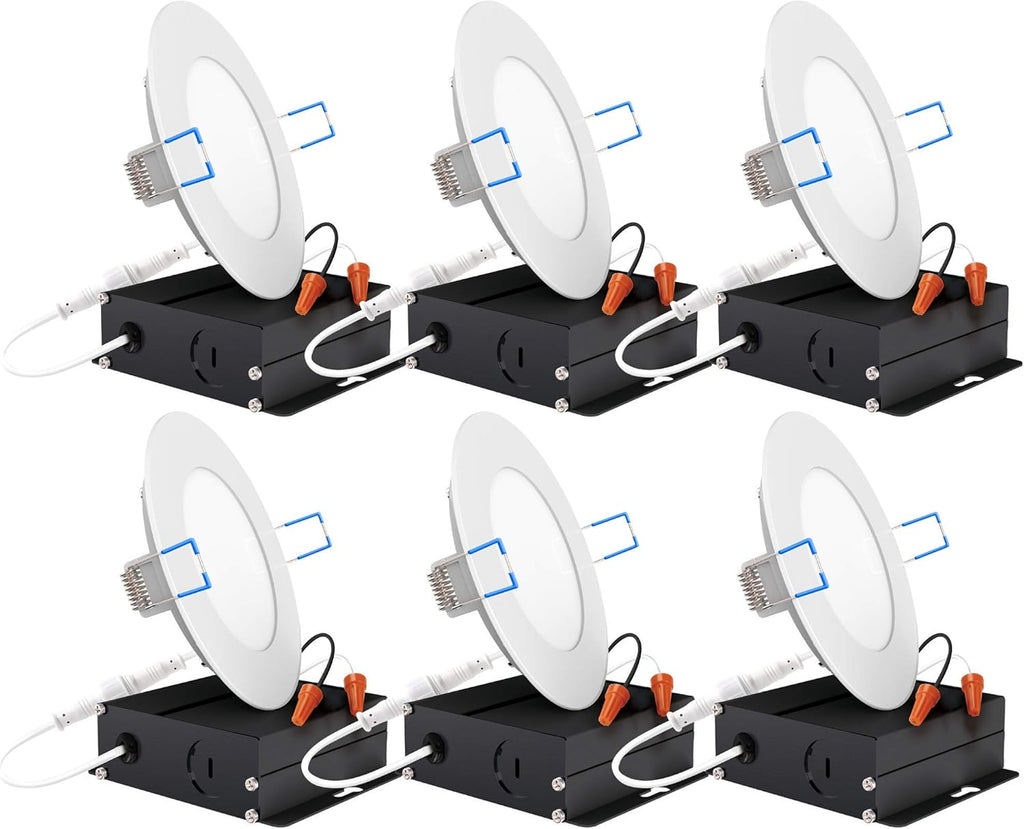 6 Pack 6 Inch Ultra Thin LED Recessed Ceiling Lights, 2700K Soft White, Dimmable 14W, 850 LM, Canless H919