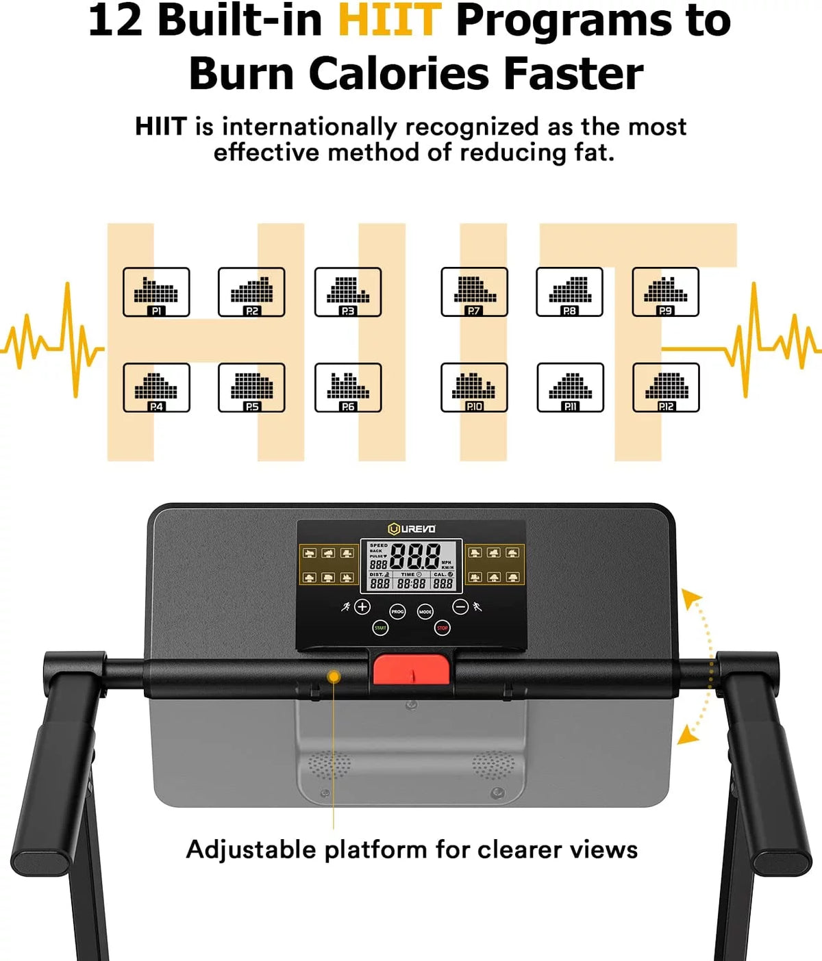 Folding Treadmill 2.25HP Portable Compact with 12 HIIT Modes W9700