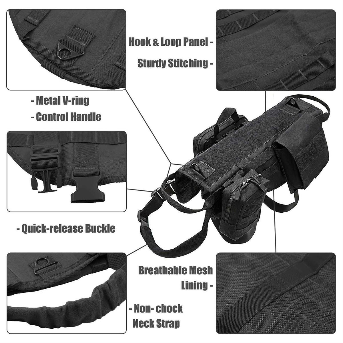 Tactical Dog Harness with Pouches P36071