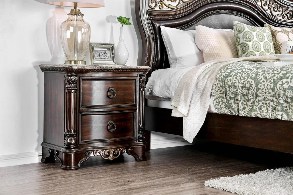 Brown Cherry Solid Wood Queen Bedroom Set 3pcs G86397