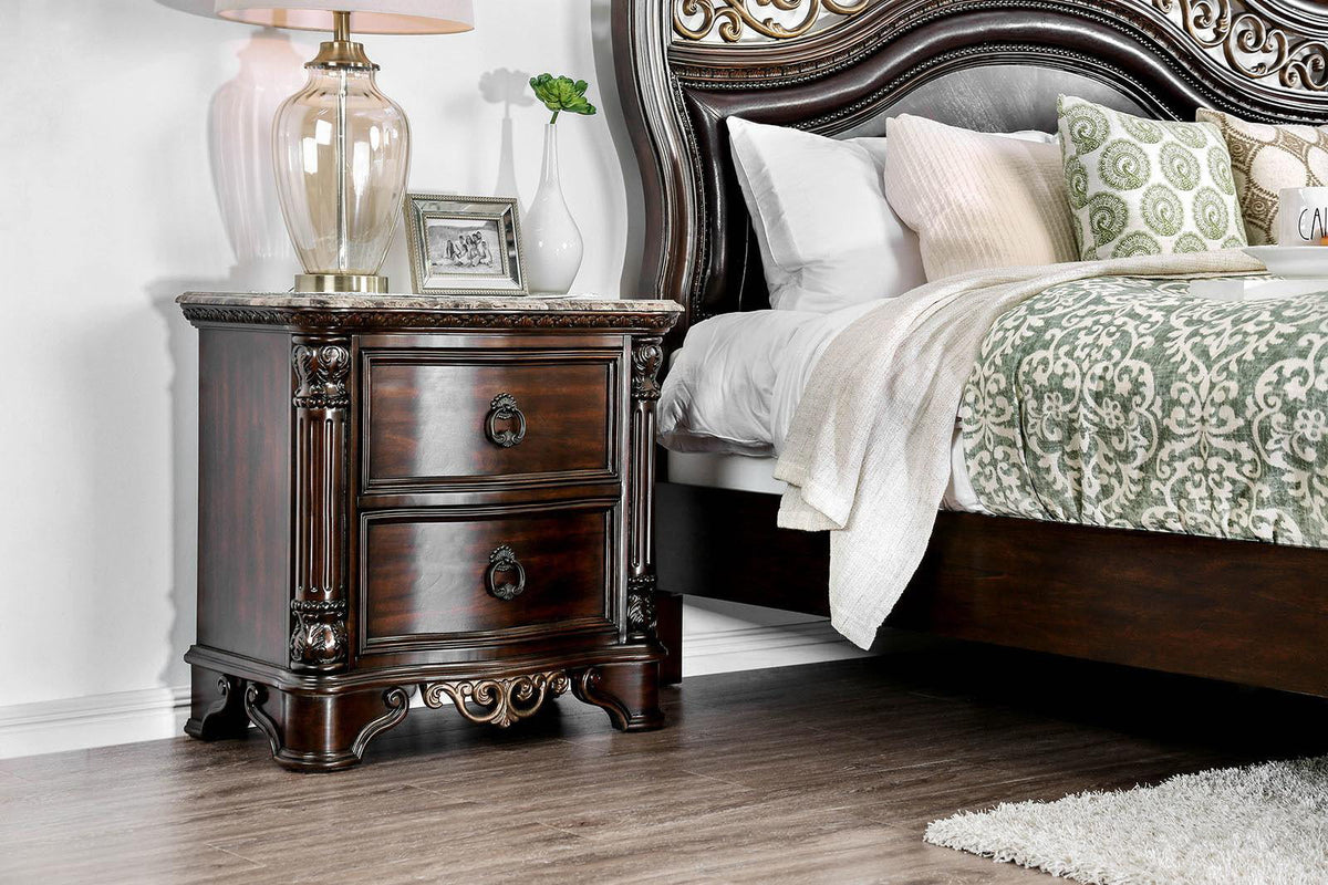 Brown Cherry Solid Wood Queen Bedroom Set 3pcs G86397