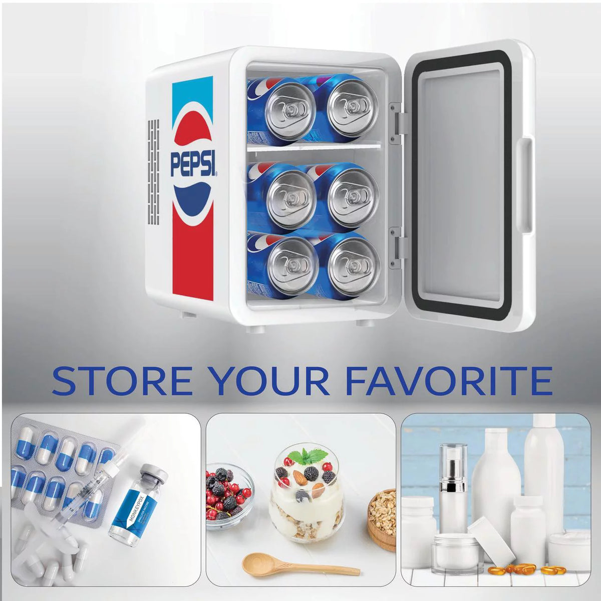 6 Can Mini Beverage Fridge with 12V Car Adaptor I9258