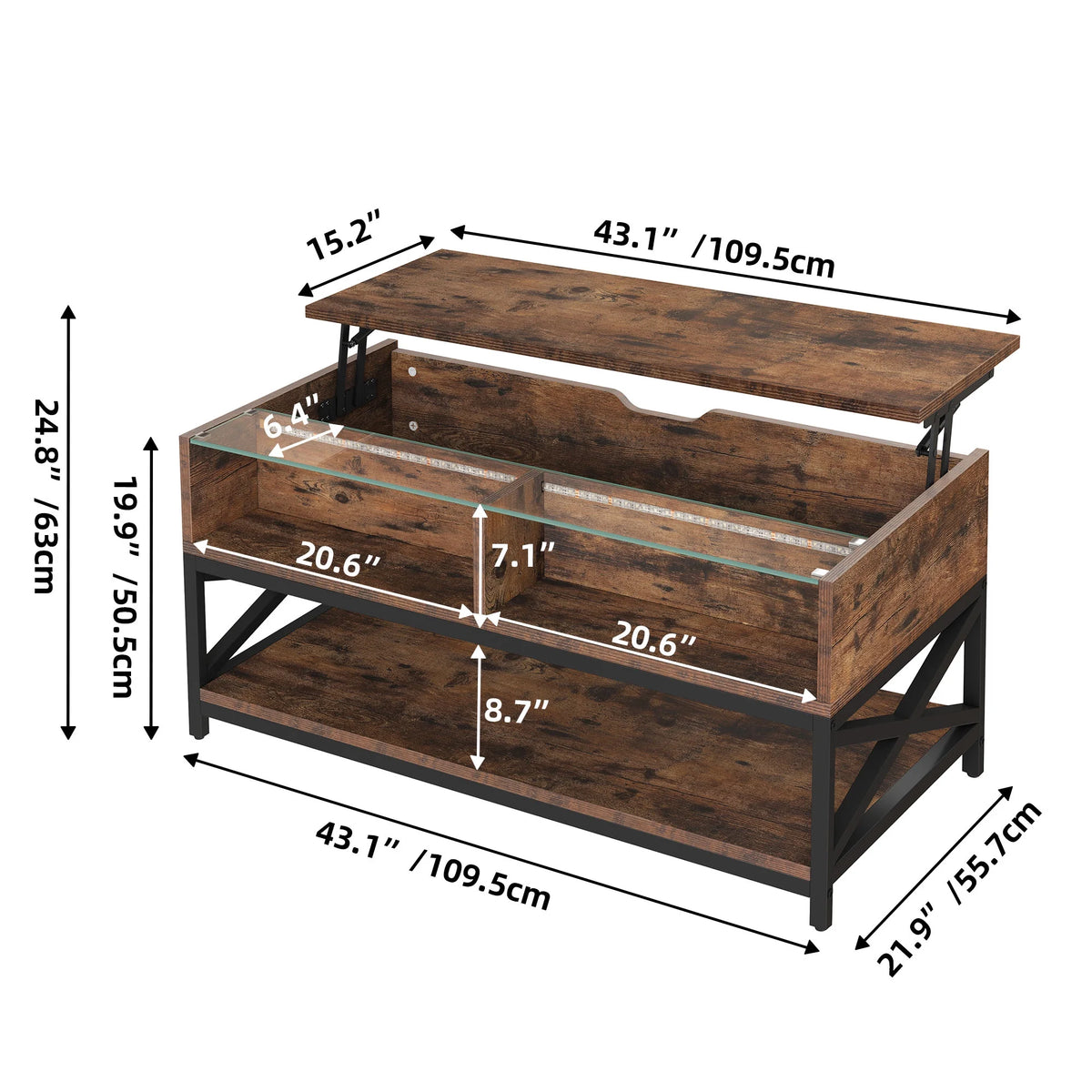 Lift Top Coffee Table with LED Lights H752170