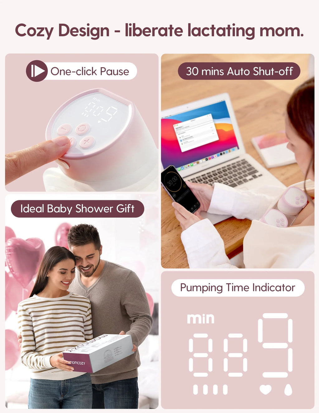 Pink Pro Hands Free Wearable Electric Breast Pump 24mm 2 Pack G95626